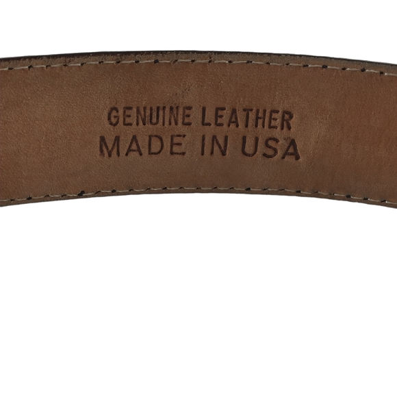 W. KLEINBERG Tobacco Brown Double Loop Leather Belt Nickel Black Edging USA 34 - Picture 7 of 8